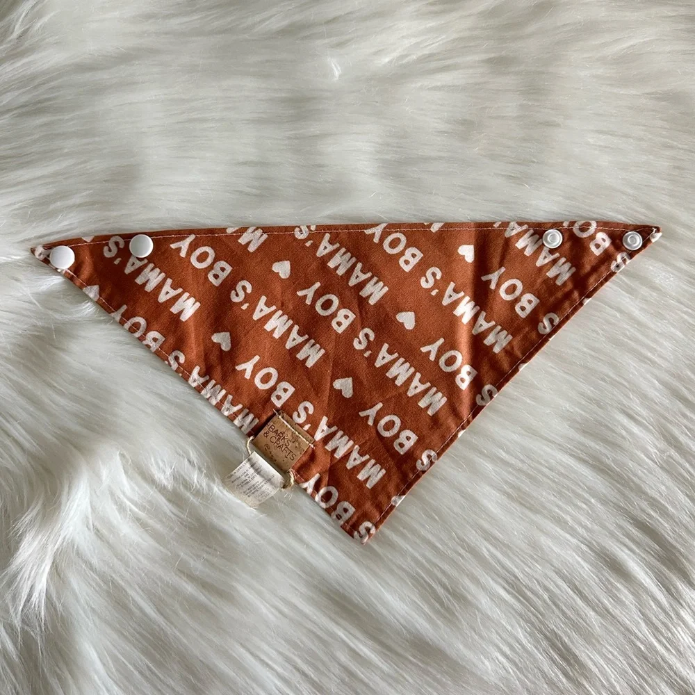 NWT Dog Bandana Brown/ white Male Dog 'Mama's Boy' Small Dogs Bandana Size XS